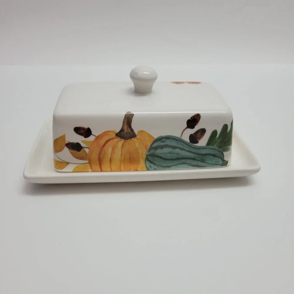 tabletops Gallery Pumpkins Holiday Double Stick Butter Dish